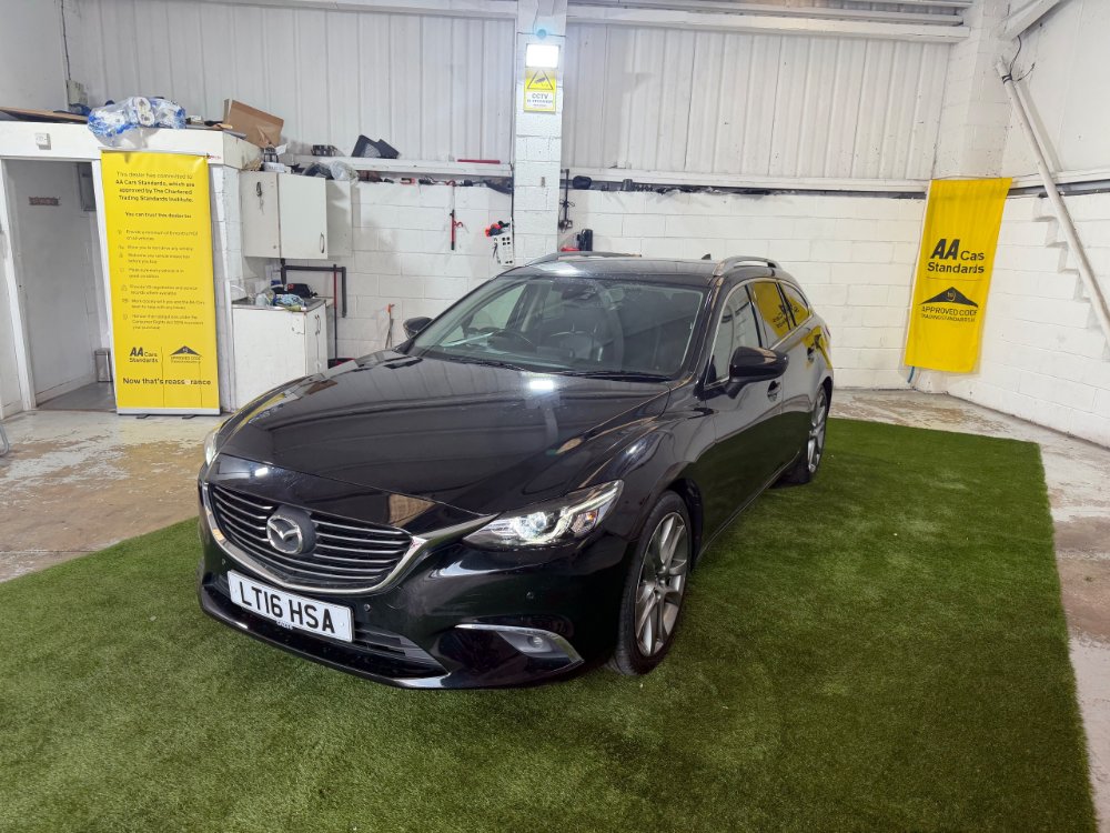 Black Mazda 6 2.2 SKYACTIV-D Sport Nav Tourer 5dr Diesel Manual Euro 6 s/s 150 ps